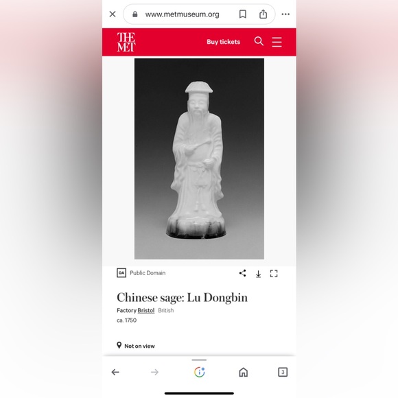 Vintage Metropolitan Museum of Art Chinese Sage Lu Dongbin Figurine With Box - Picture 6 of 6